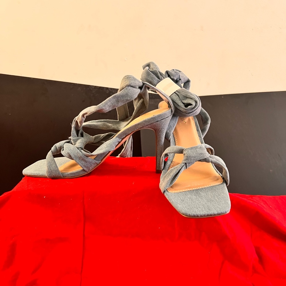Denim blue strapped sandals
